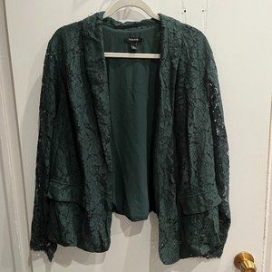 Torrid Dark Green Lace Blazer, Size 2X